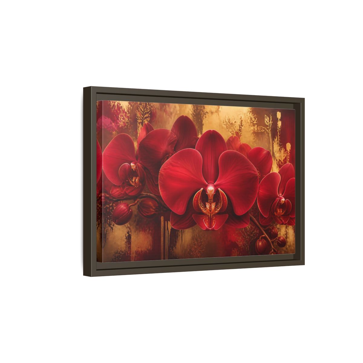 Side Mockup 5. Crimson Orchid Elegance shown as framed canvas print