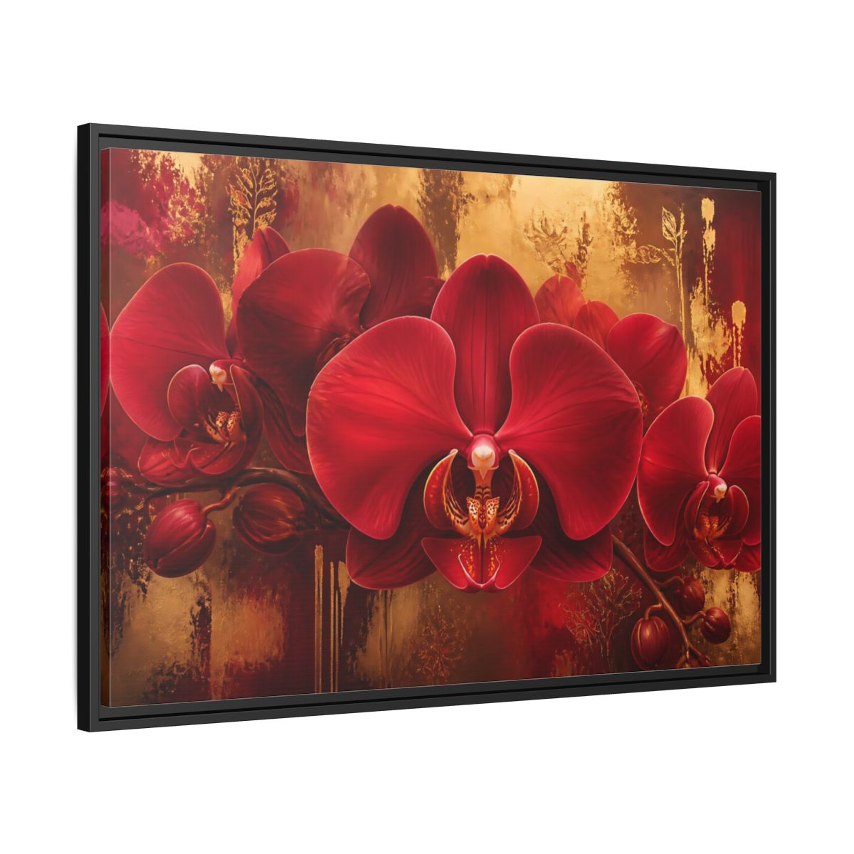 Side Mockup 13. Crimson Orchid Elegance shown as framed canvas print