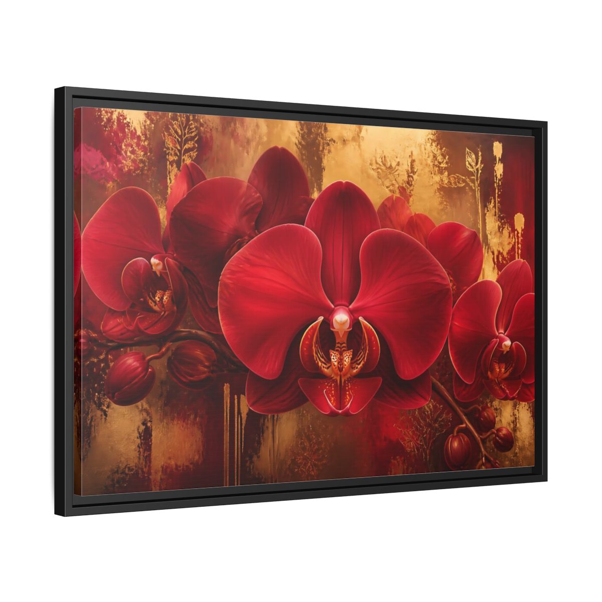 Side Mockup 14. Crimson Orchid Elegance shown as framed canvas print