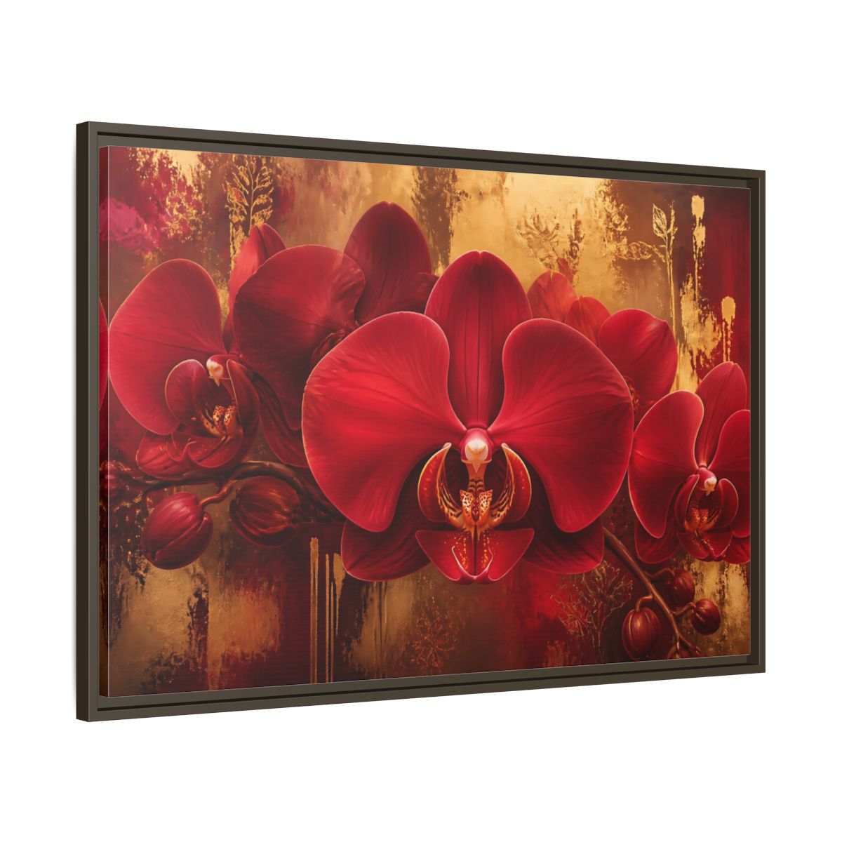 Main Mockup. Crimson Orchid Elegance shown as framed canvas print