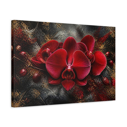 Side Mockup 3. Crimson Orchid Floral Majesty shown as canvas print