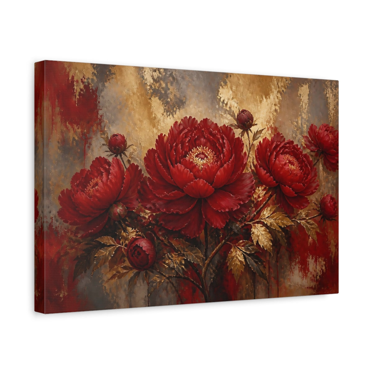 Side Mockup 4. Crimson Peony Elegance shown as canvas print