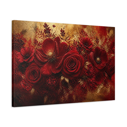 Side Mockup 2. Crimson Rose Flower shown as canvas print