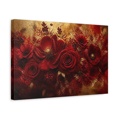 Side Mockup 4. Crimson Rose Flower shown as canvas print