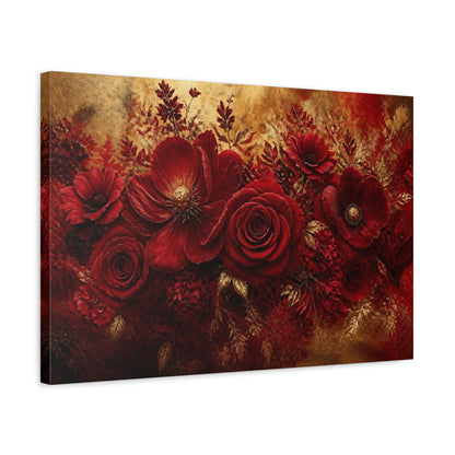 Side Mockup 3. Crimson Rose Flower shown as canvas print