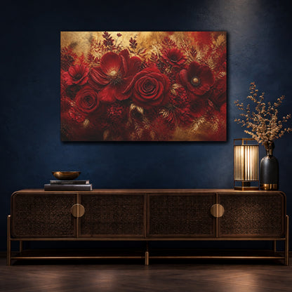 Mockup 4. Crimson Rose Flower shown as canvas print