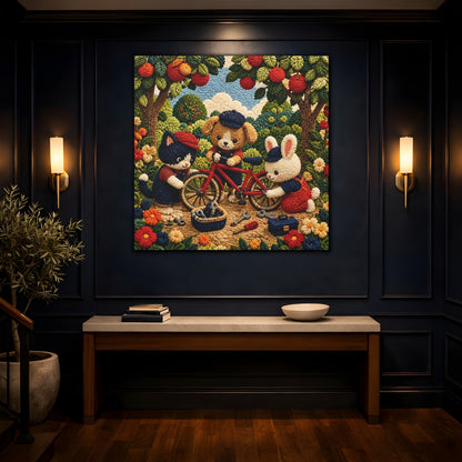 Mockup 4. Crocheted Animal Bike Friends shown as canvas print