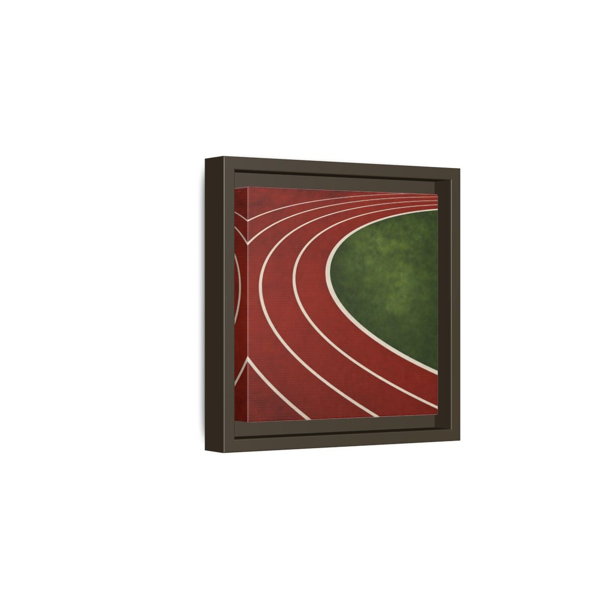 Side Mockup 2. Curved Running Track shown as framed canvas print