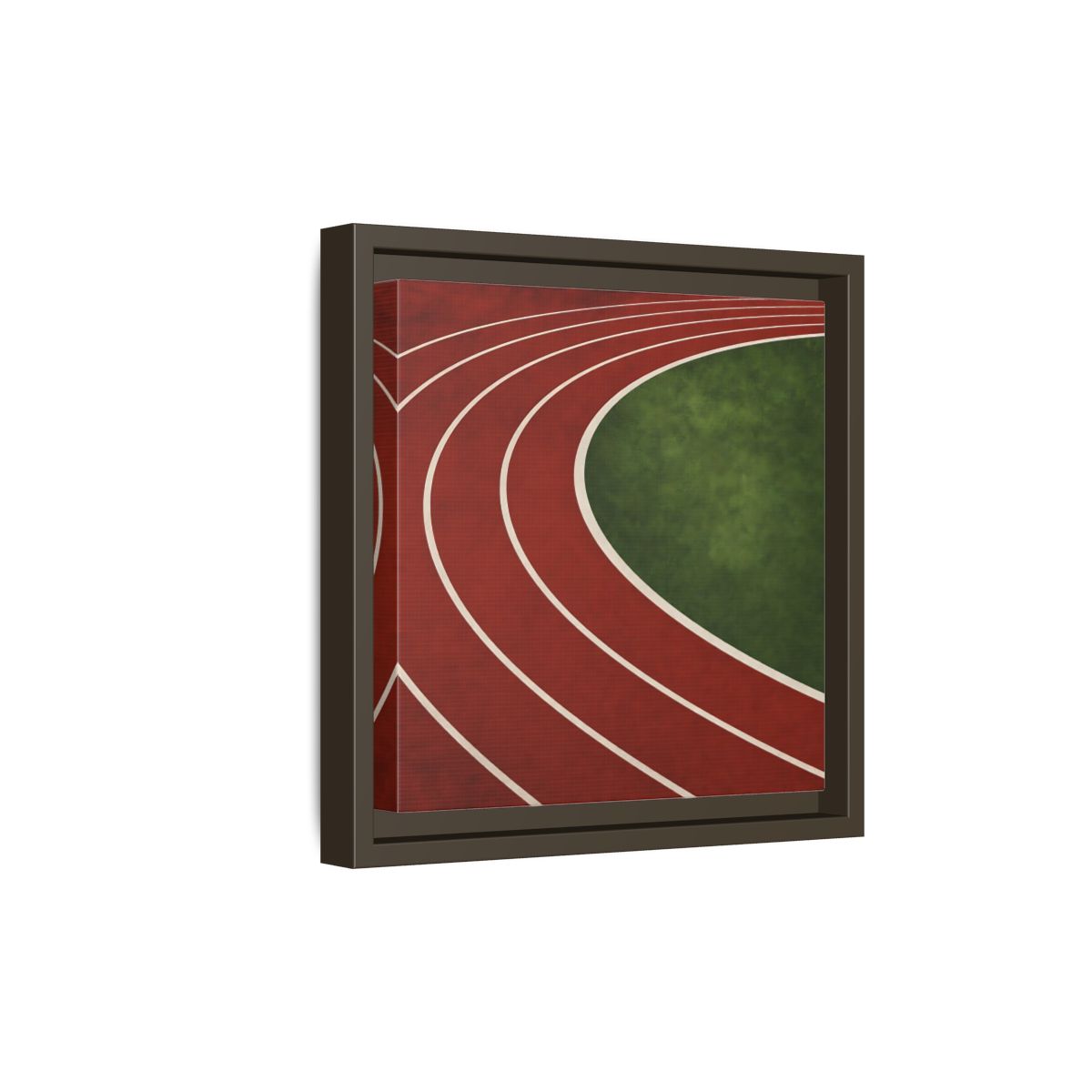 Side Mockup 20. Curved Running Track shown as framed canvas print
