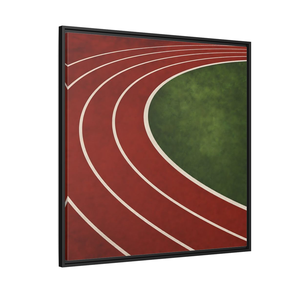 Side Mockup 6. Curved Running Track shown as framed canvas print
