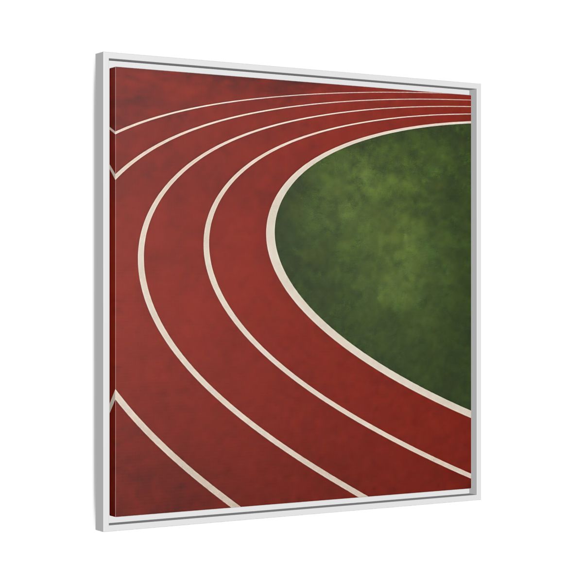Side Mockup 25. Curved Running Track shown as framed canvas print
