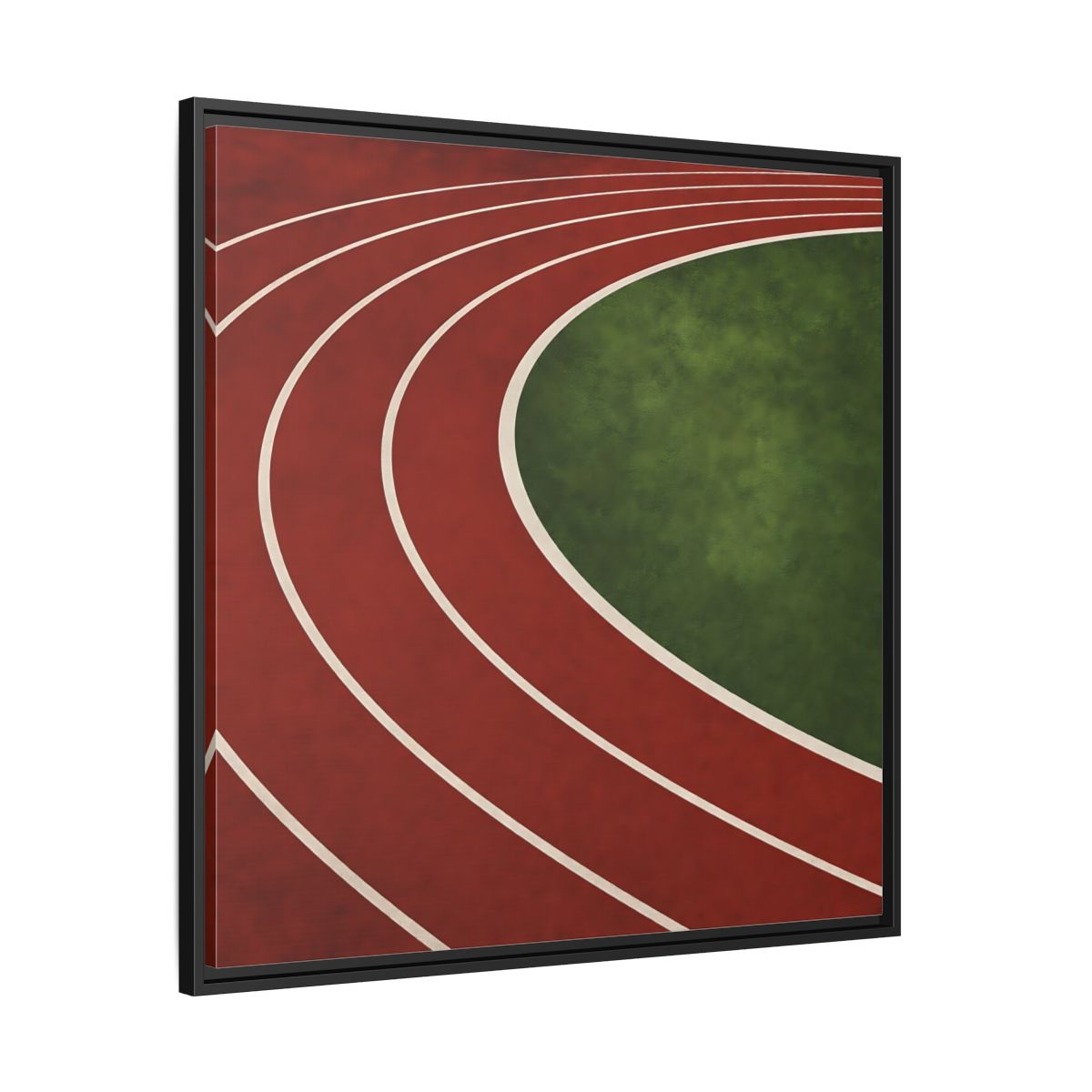 Side Mockup 30. Curved Running Track shown as framed canvas print