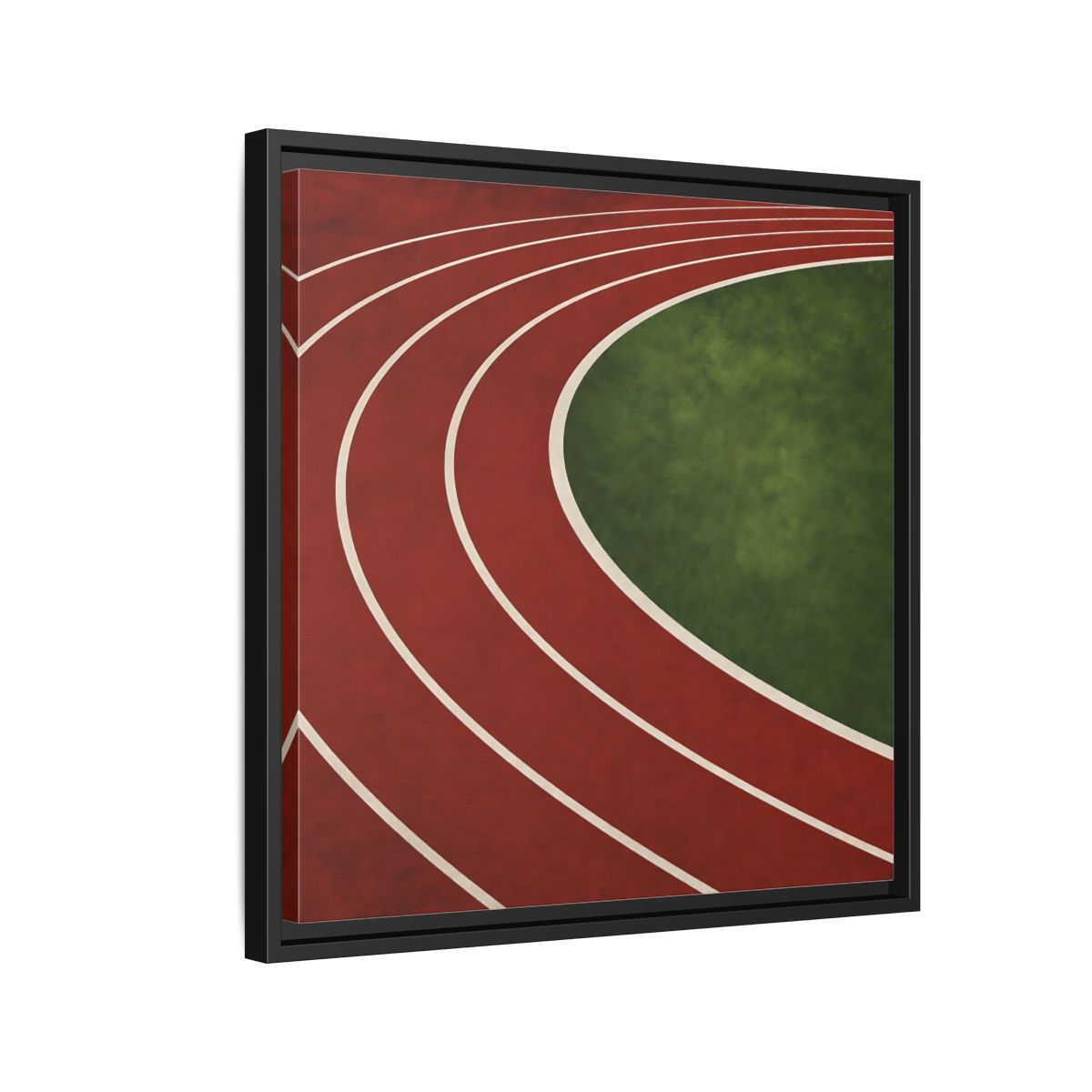 Side Mockup 12. Curved Running Track shown as framed canvas print