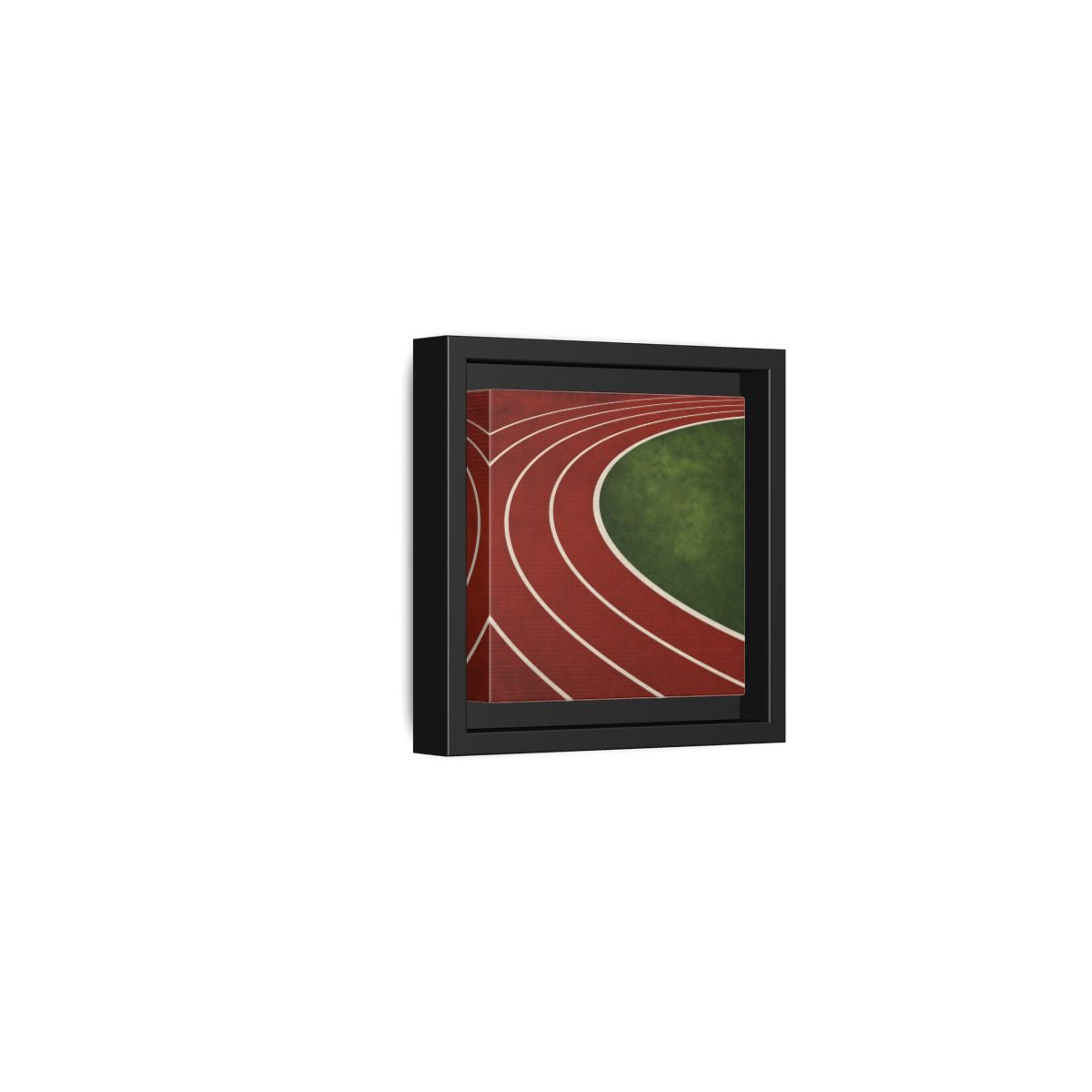 Side Mockup 24. Curved Running Track shown as framed canvas print