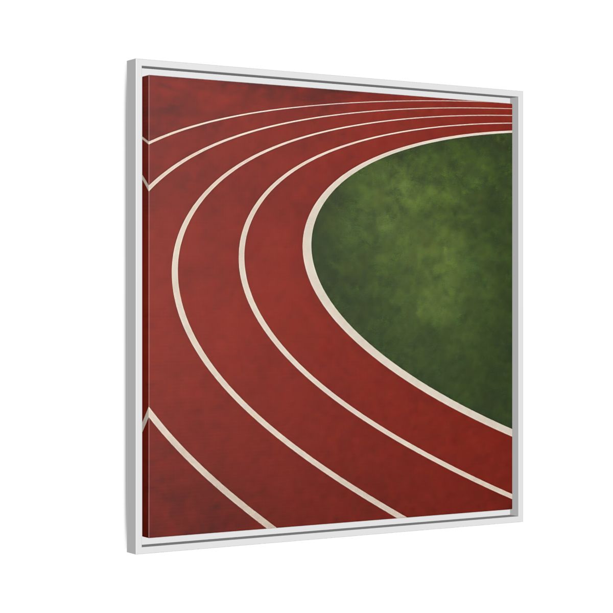 Side Mockup 7. Curved Running Track shown as framed canvas print