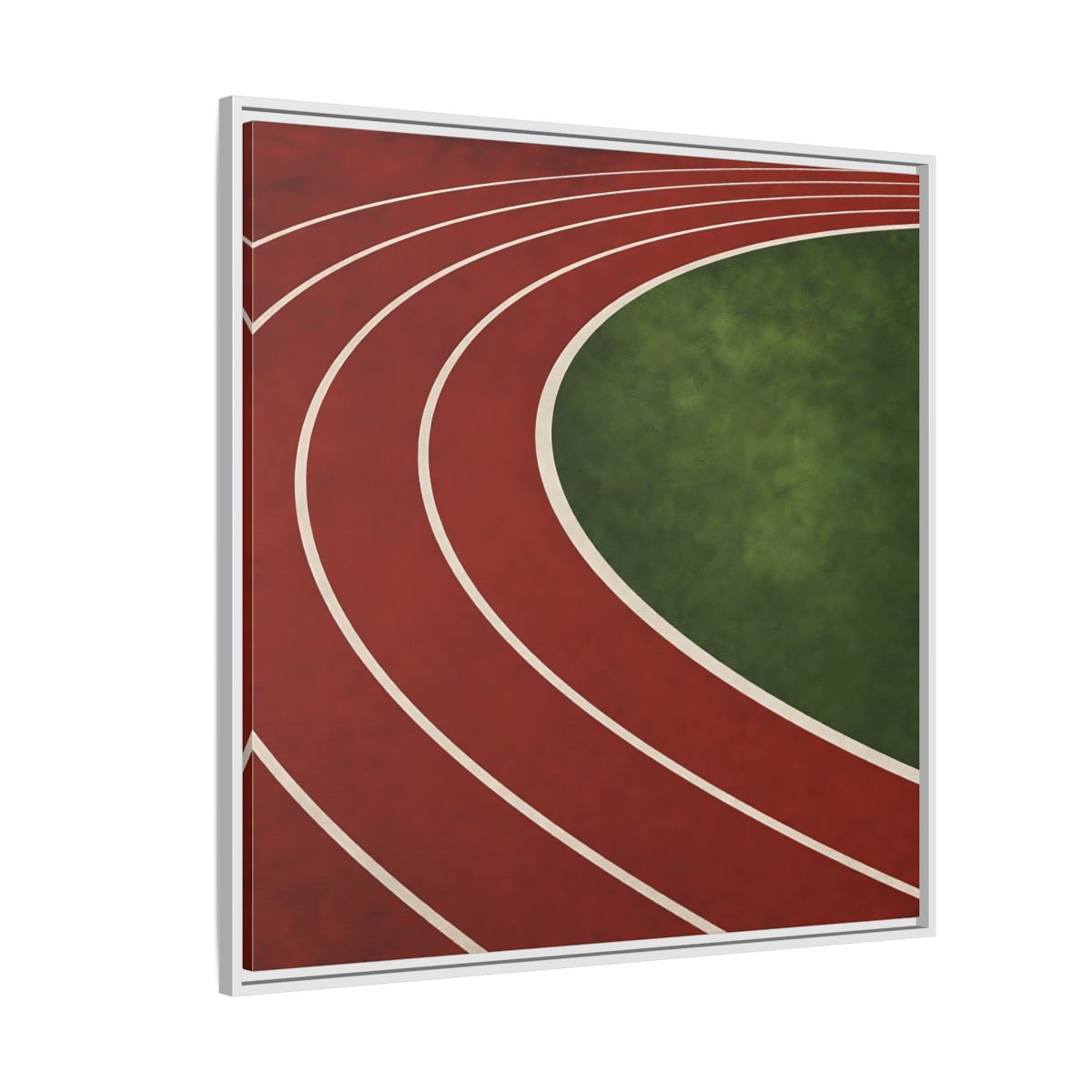 Side Mockup 4. Curved Running Track shown as framed canvas print