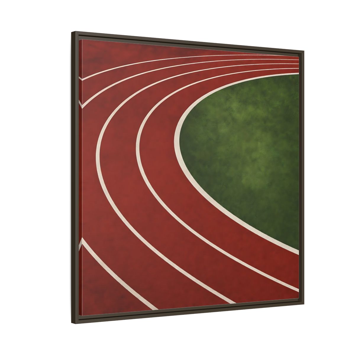 Side Mockup 5. Curved Running Track shown as framed canvas print