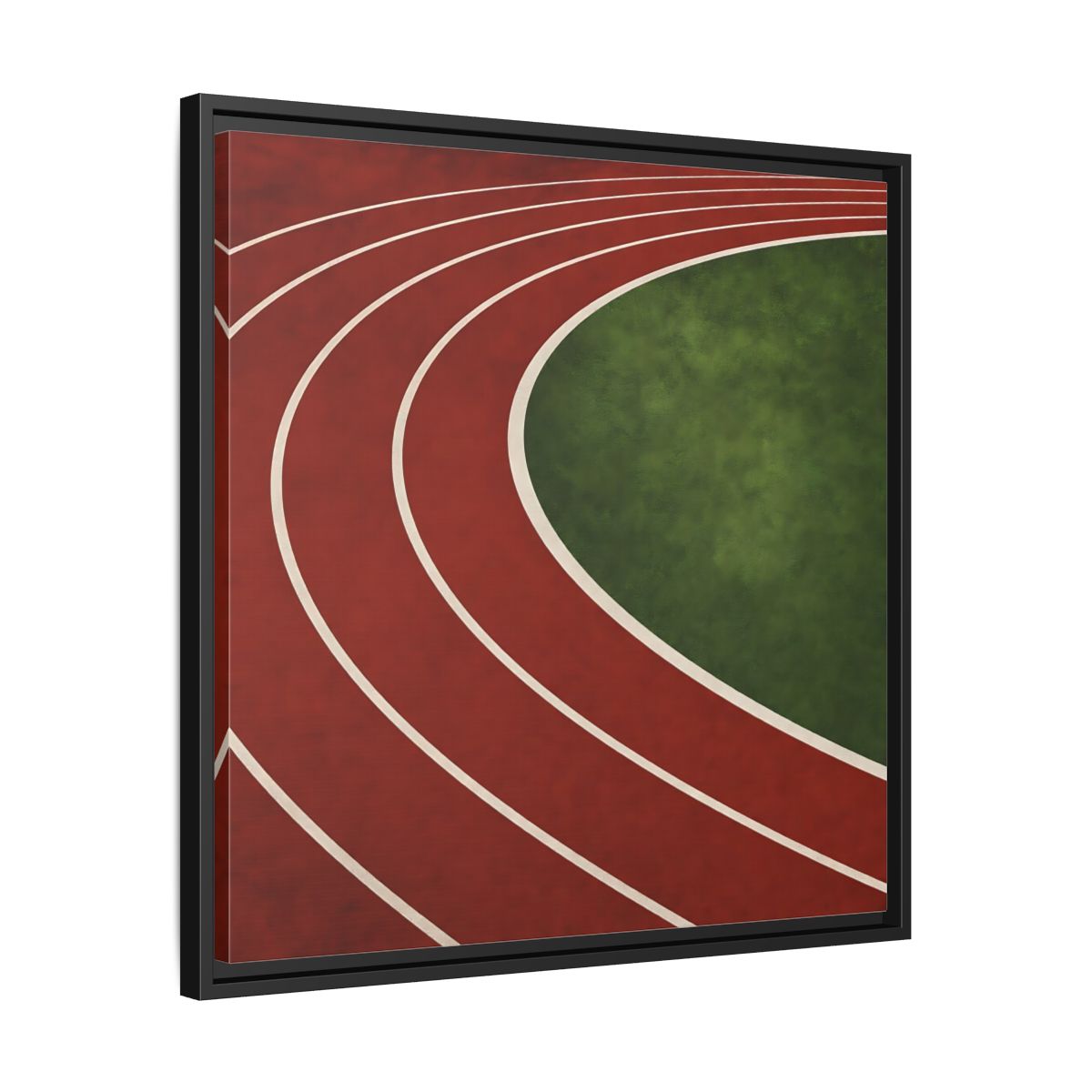 Side Mockup 31. Curved Running Track shown as framed canvas print