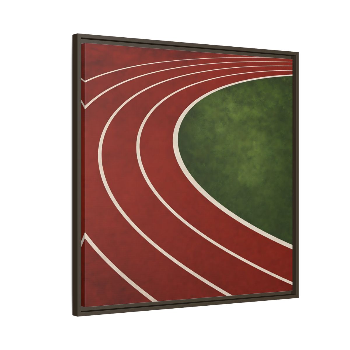 Side Mockup 8. Curved Running Track shown as framed canvas print