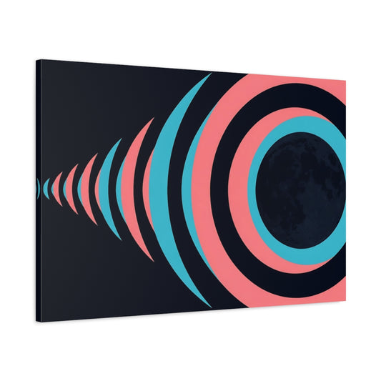 Main Mockup. Cyan Rose Moon Rings shown as canvas print