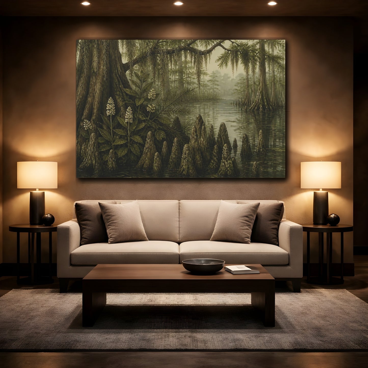 Mockup 2. Cypress Swamp Reflections shown as canvas print