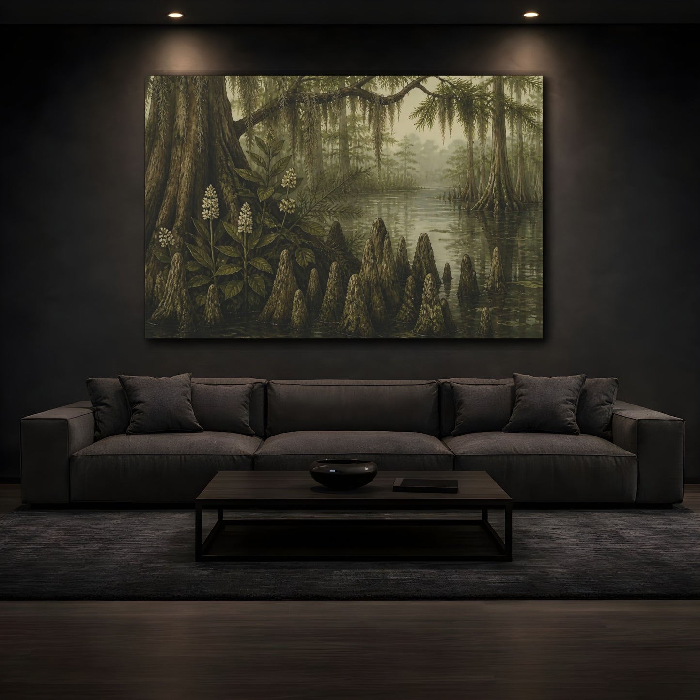 Mockup 3. Cypress Swamp Reflections shown as canvas print
