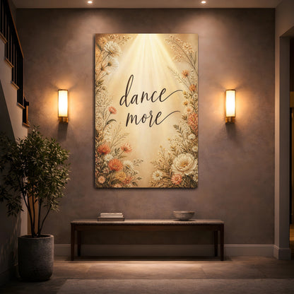 Mockup 2. Dance More Floral Quote shown as canvas print
