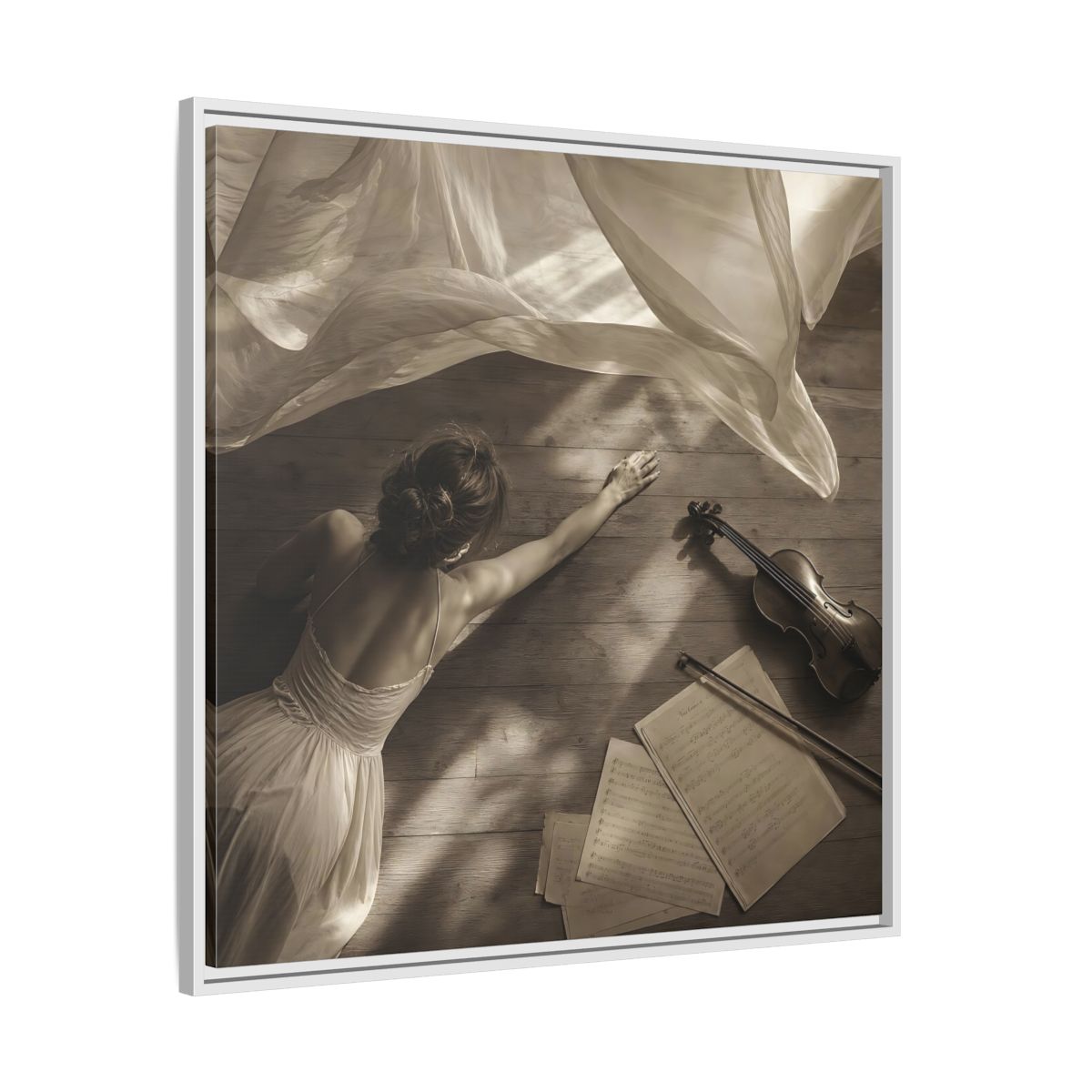 Side Mockup 25. Dancer And Violin shown as framed canvas print