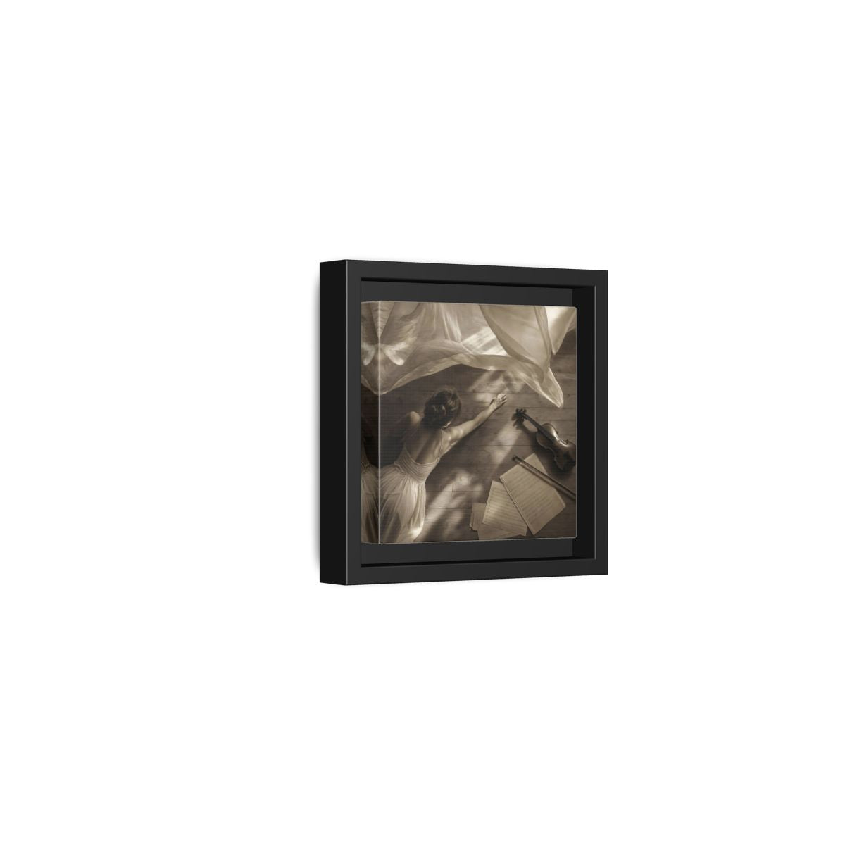 Side Mockup 24. Dancer And Violin shown as framed canvas print