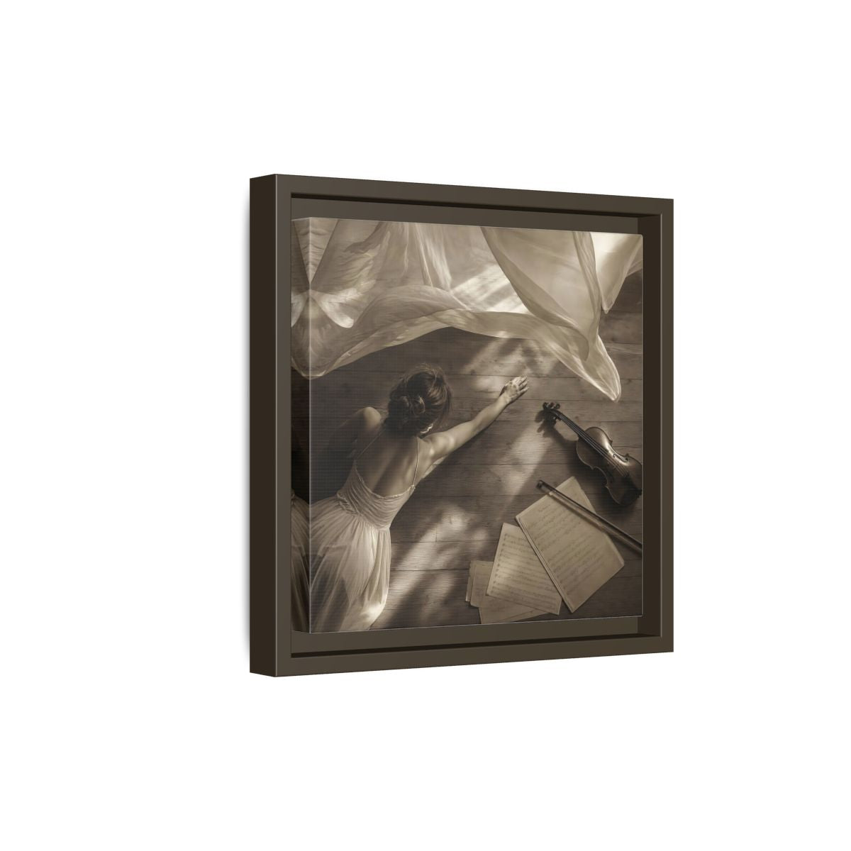 Side Mockup 20. Dancer And Violin shown as framed canvas print
