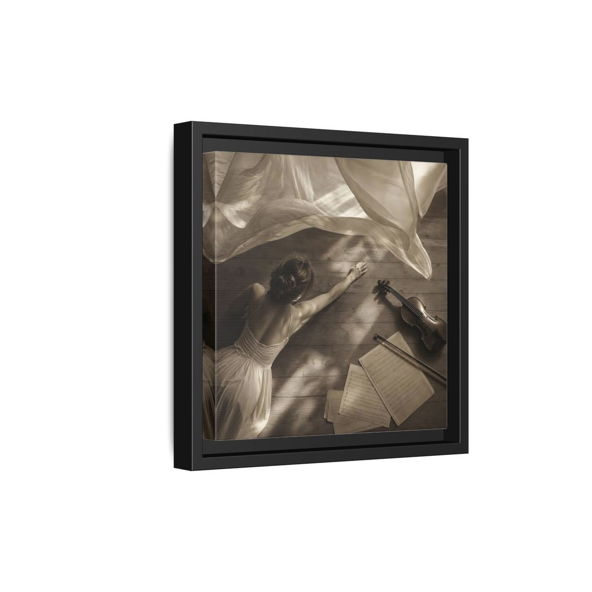 Side Mockup 21. Dancer And Violin shown as framed canvas print