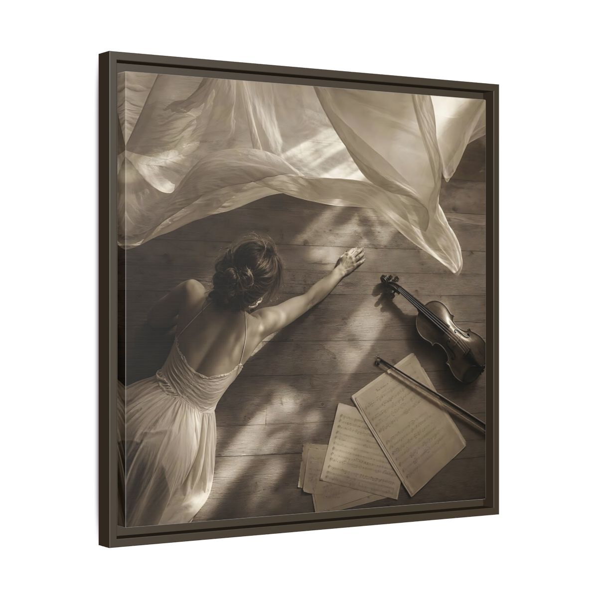 Side Mockup 27. Dancer And Violin shown as framed canvas print
