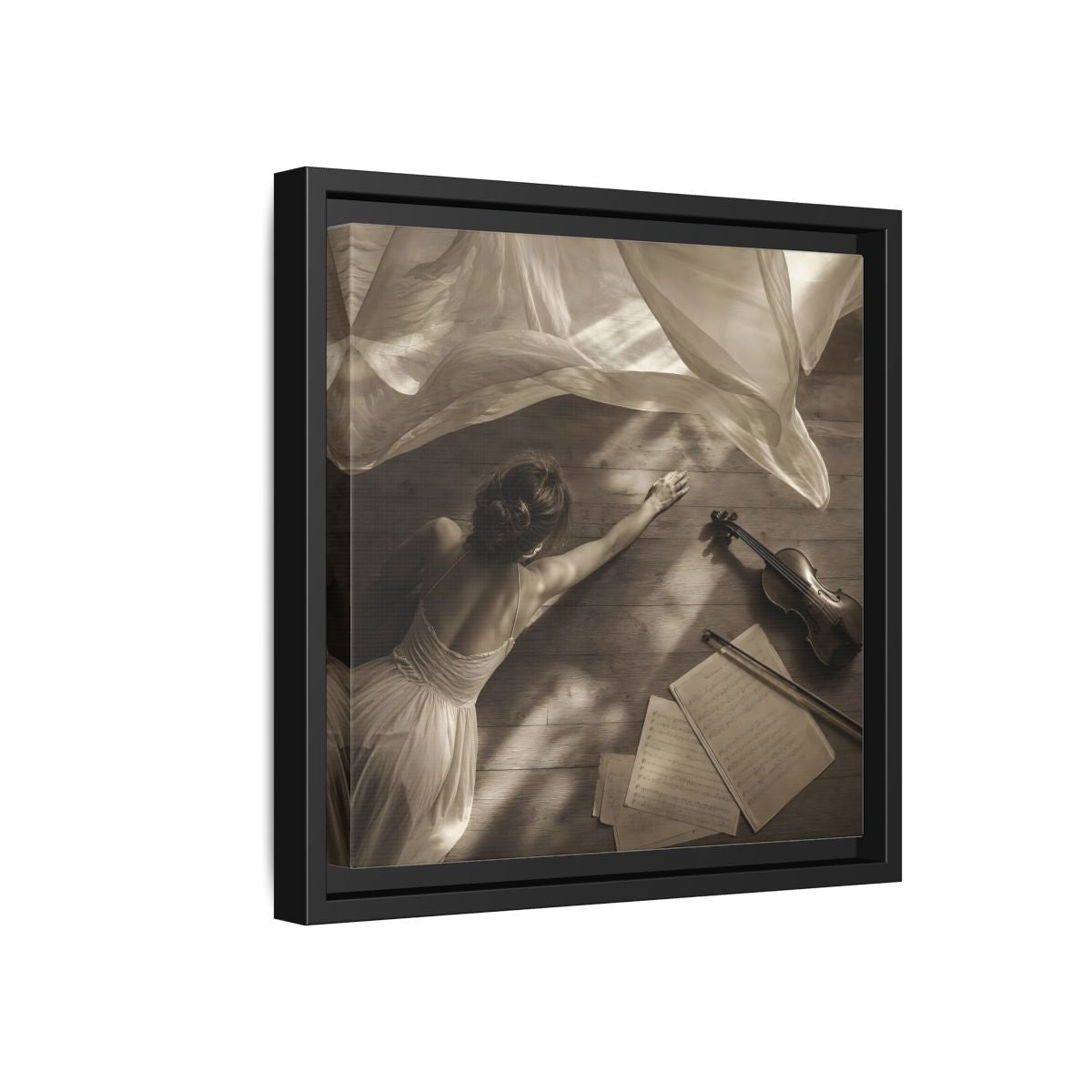 Side Mockup 18. Dancer And Violin shown as framed canvas print