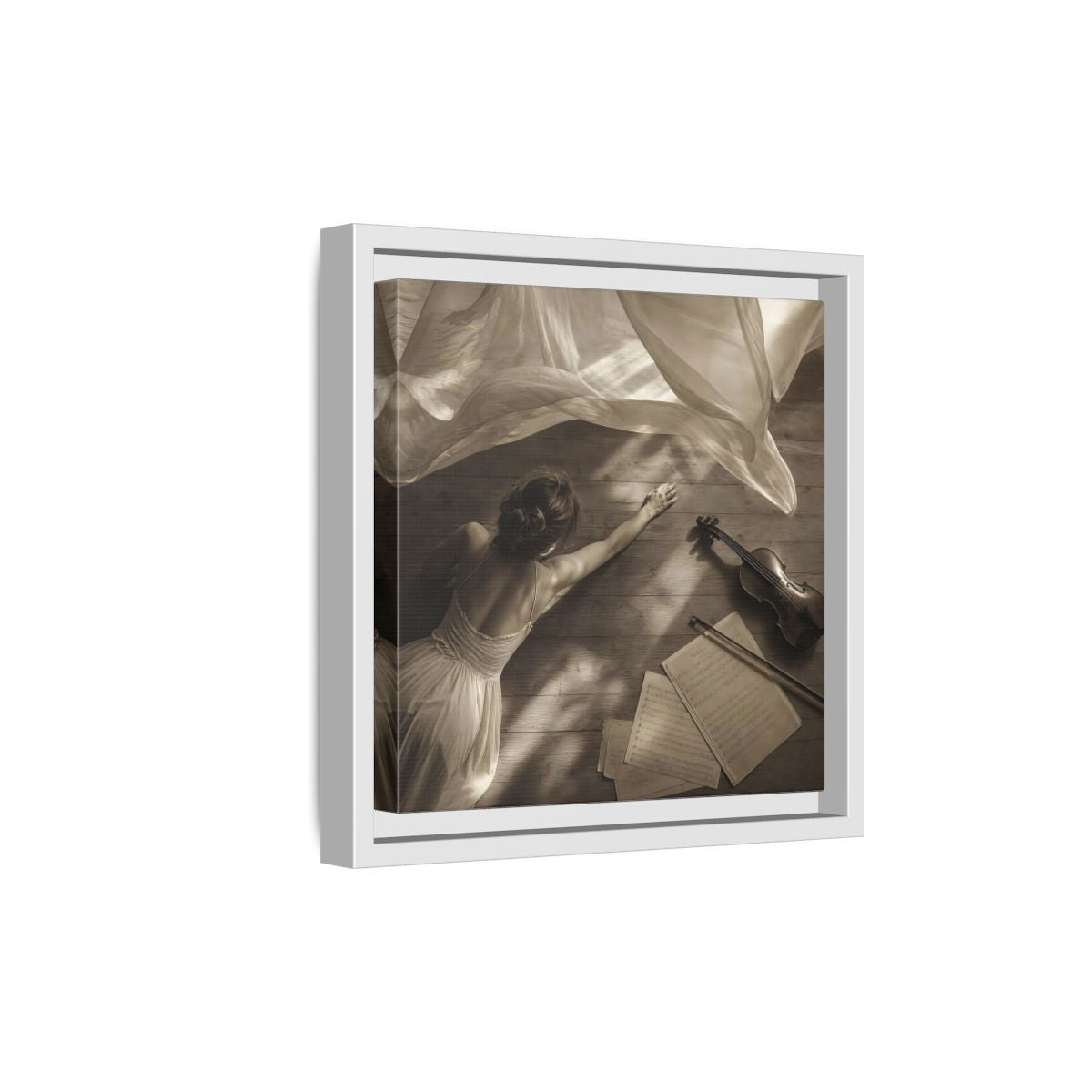 Side Mockup 19. Dancer And Violin shown as framed canvas print