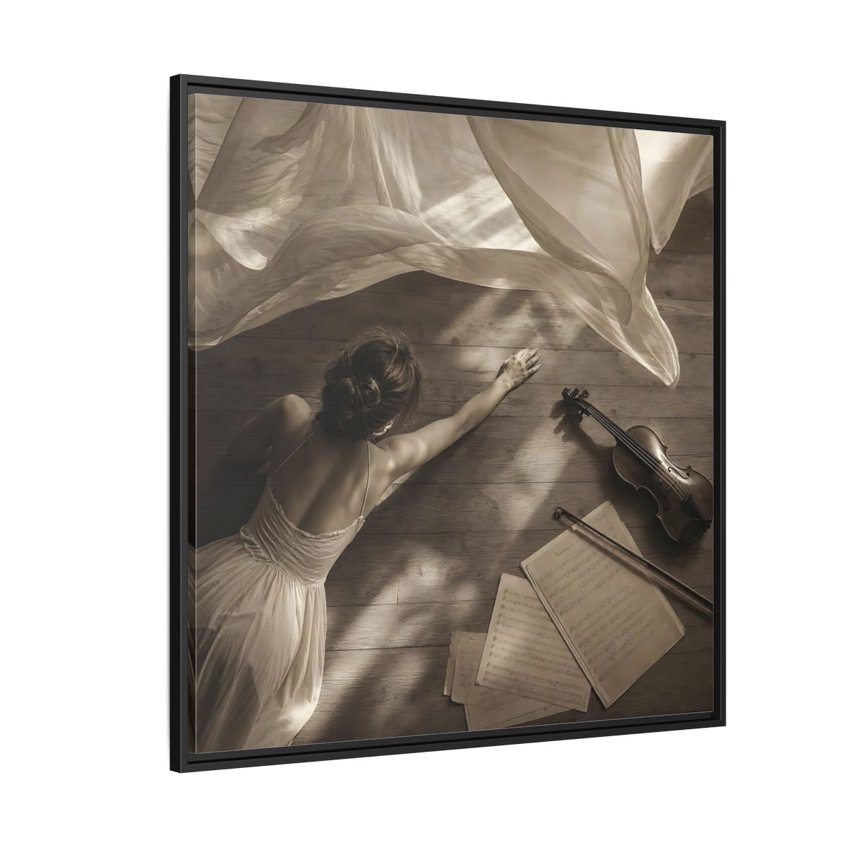 Side Mockup 6. Dancer And Violin shown as framed canvas print