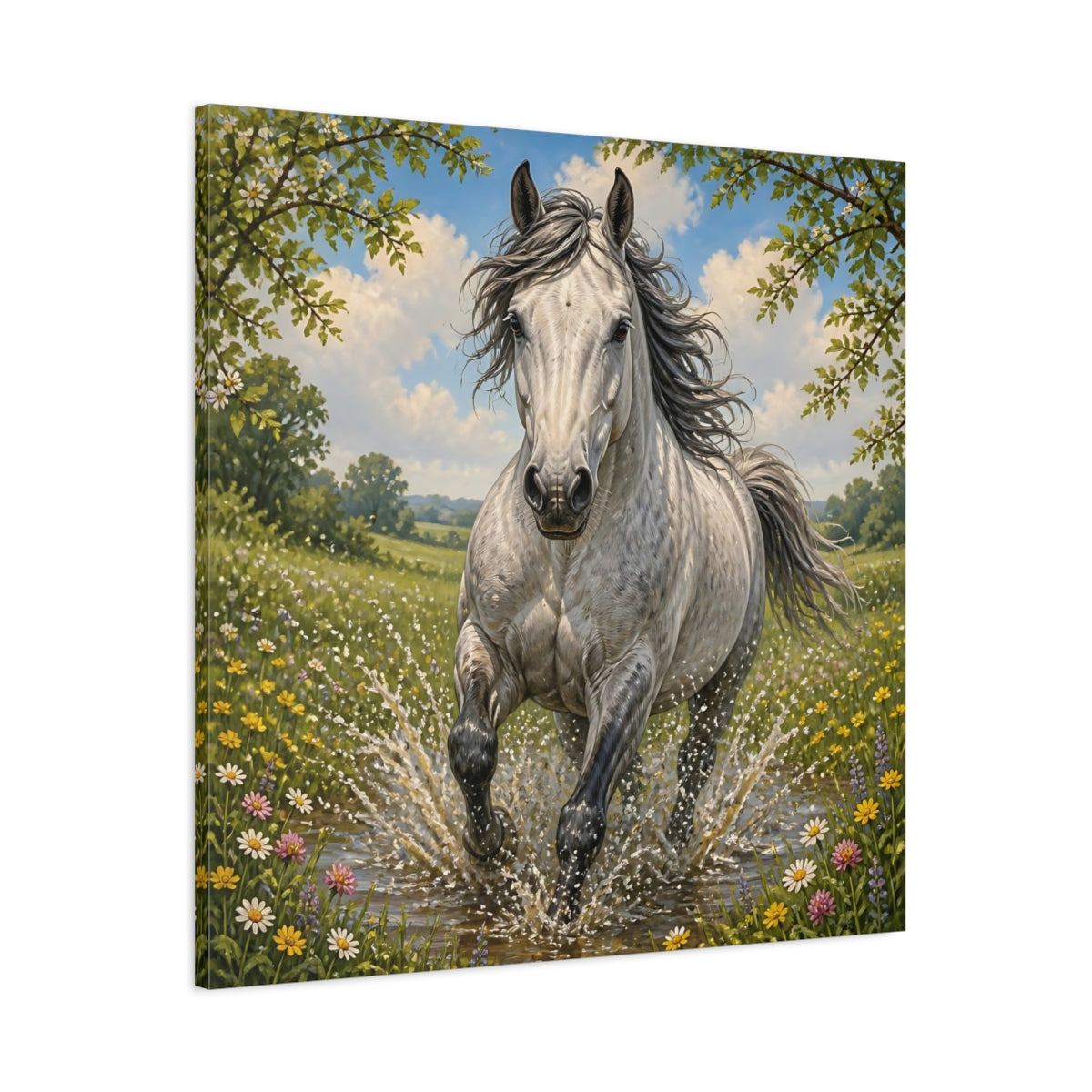 Main Mockup. Dapple Gray Horse Animal shown as canvas print