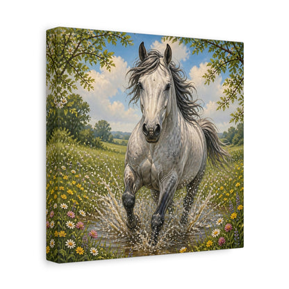 Side Mockup 9. Dapple Gray Horse Animal shown as canvas print