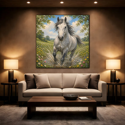 Mockup 2. Dapple Gray Horse Animal shown as canvas print