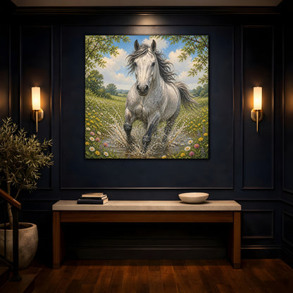 Mockup 4. Dapple Gray Horse Animal shown as canvas print