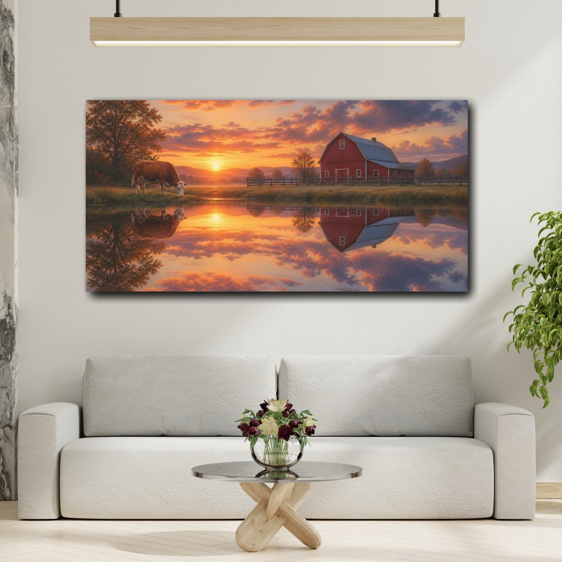 Mockup 2. Dawn At The Red Barn shown as canvas print