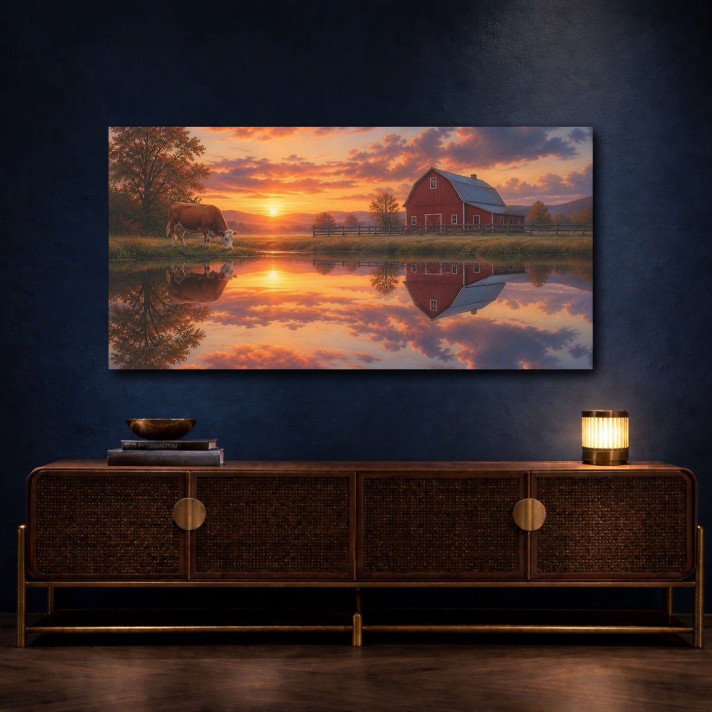 Mockup 4. Dawn At The Red Barn shown as canvas print