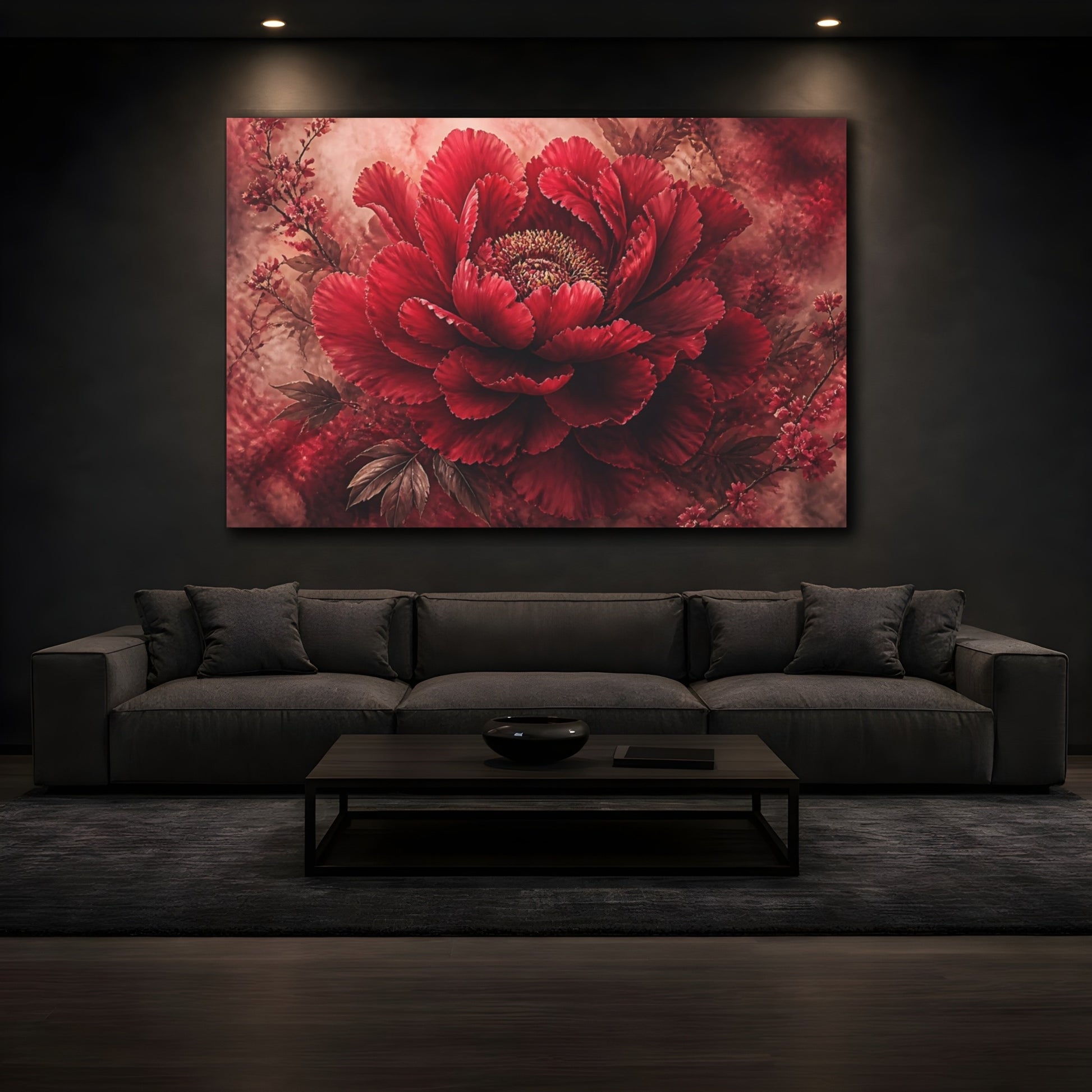 Mockup 3. Deep Crimson Bloom shown as canvas print