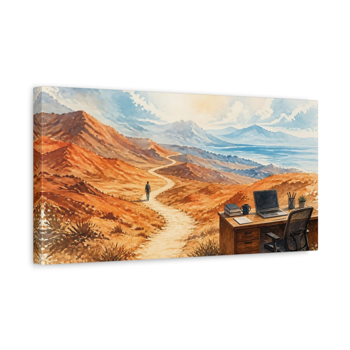 Side Mockup 3. Desert Path Office shown as canvas print
