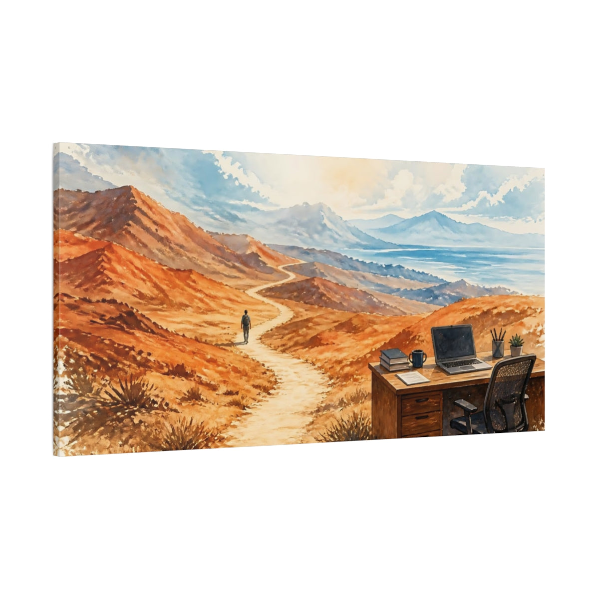 Side Mockup 2. Desert Path Office shown as canvas print
