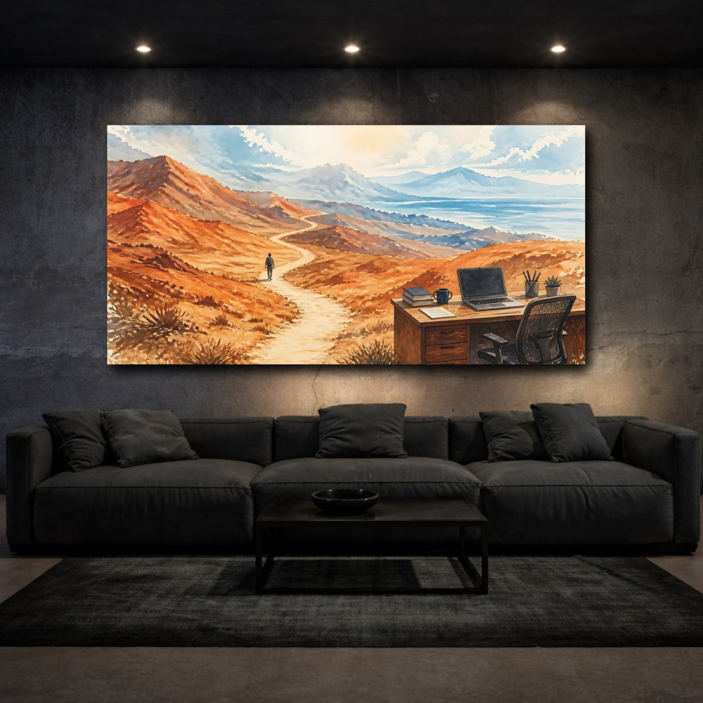 Mockup 3. Desert Path Office shown as canvas print