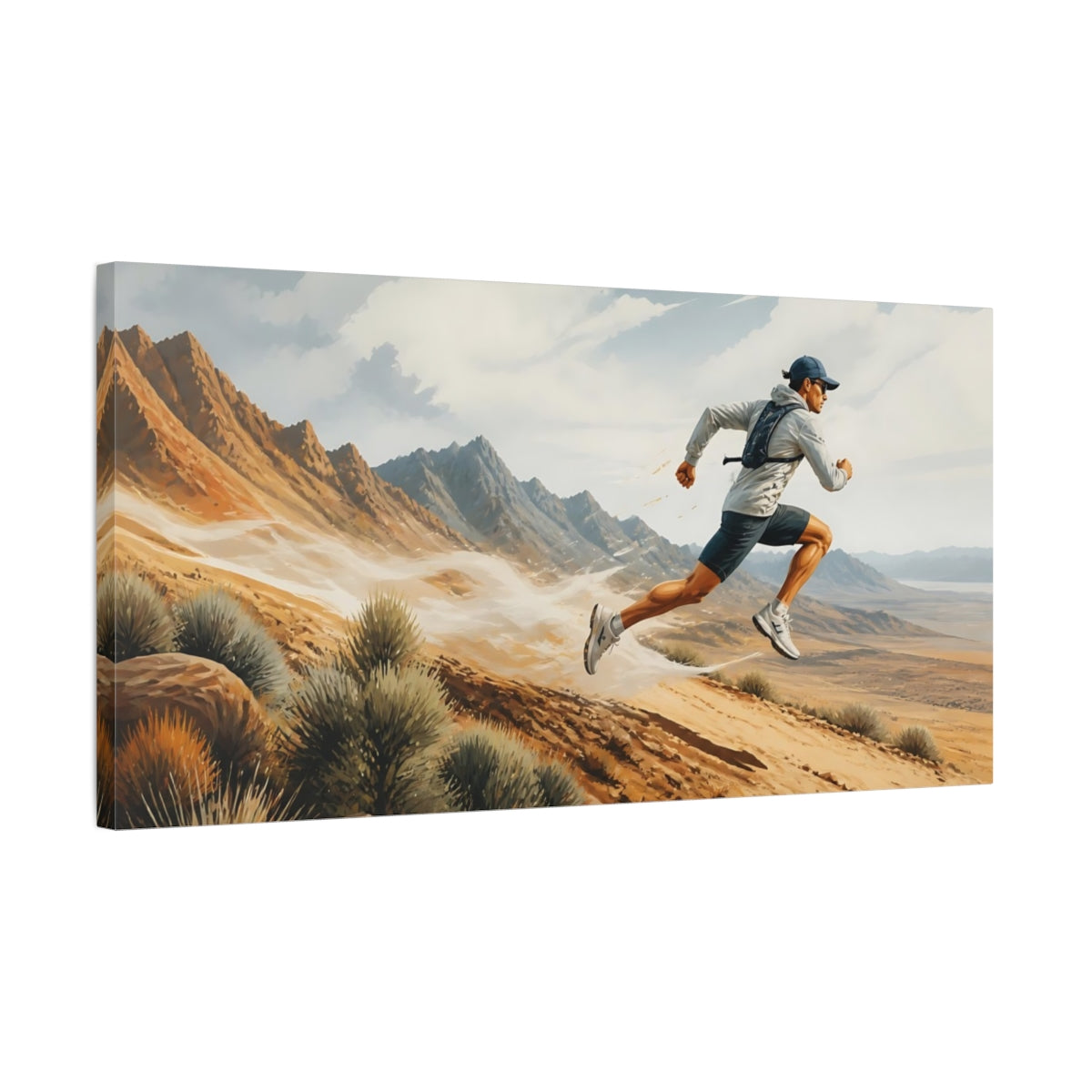 Side Mockup 1. Desert Trail Runner shown as canvas print
