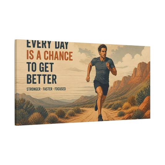 Main Mockup. Desert Trail Runner Motivation shown as canvas print
