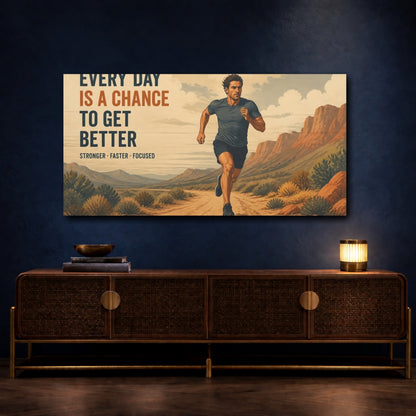 Mockup 4. Desert Trail Runner Motivation shown as canvas print
