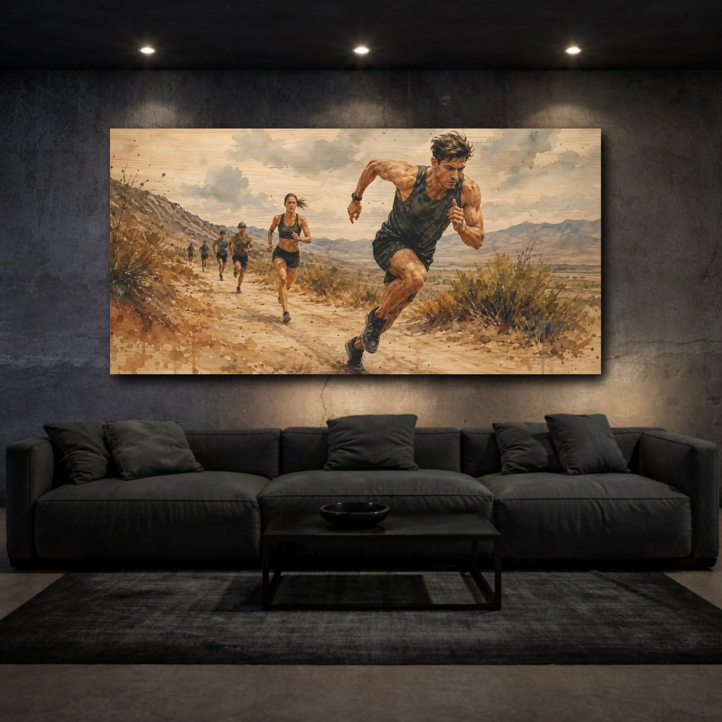 Mockup 3. Desert Trail Runners shown as canvas print