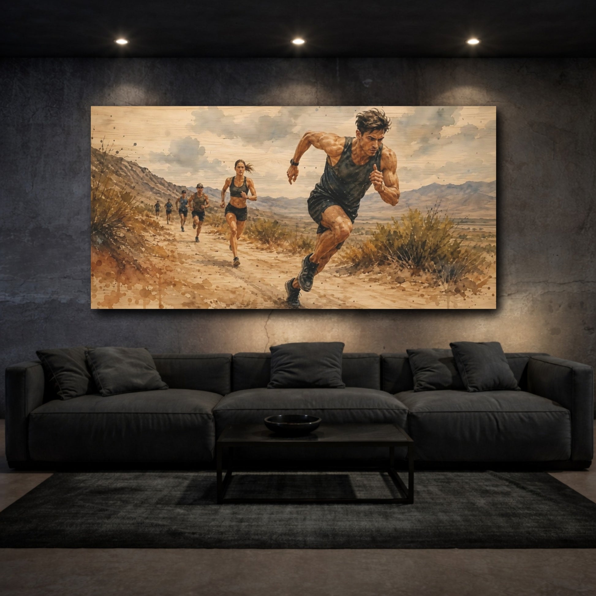 Mockup 3. Desert Trail Runners shown as canvas print